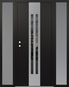 DIAMOND A8 68" X 80" BLACK/BLACK MIRRORED GLASS PANEL STAINLESS STEEL RHI WITH 2 SIDELITES FROSTED GLASS