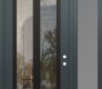 Modern Steel Front Door Diamond C14 50" x 96" anthracite/anthracite clear Glass Panel black LHI with Sidelite and Transom frosted Glass