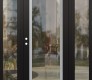 Modern Steel Front Door Diamond C1 68" x 80" black/black clear Glass Panel stainless steel RHI with 2 Sidelites clear Glass