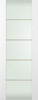 DOOR SLAB SMART PRO H3G 4H GOLD STRIPS VETRO POLAR WHITE 28" X 92 1/2" X 1 3/4" TEMPERED FROSTED GLASS