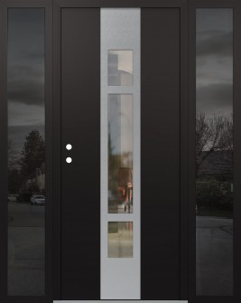 DIAMOND A9 68" X 80" BLACK/BLACK CLEAR GLASS PANEL STAINLESS STEEL RHI WITH 2 SIDELITES MIRRORED GLASS