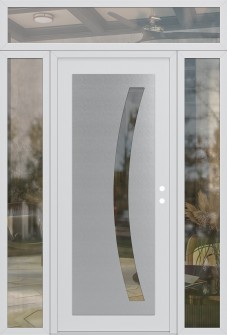 Diamond C4 68" x 96" white/white clear Glass Panel stainless steel LHI with 2 Sidelites and Transom clear Glass