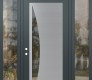 Modern Steel Front Door Diamond C13 60" x 96" anthracite/anthracite clear Glass Panel stainless steel RHI with 2 Sidelites and Transom clear Glass