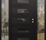 Modern Steel Front Door Diamond D3 60" x 80" black/black mirrored Glass Panel black LHI with 2 Sidelites clear Glass