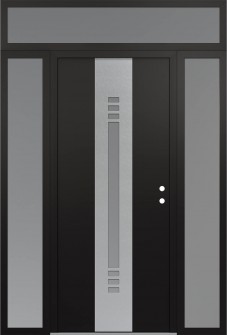 DIAMOND A5 60" X 96" BLACK/WHITE FROSTED GLASS PANEL STAINLESS STEEL LHI WITH 2 SIDELITES AND TRANSOM FROSTED GLASS