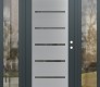 Modern Steel Front Door Diamond C11 64" x 80" anthracite/anthracite mirrored Glass Panel stainless steel LHI with 2 Sidelites clear Glass