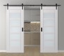 DOUBLE BARN DOOR AVON 07-07 VETRO SNOW WHITE 60" X 84" X 1 3/4" BLACK HARDWARE
