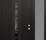 Modern Steel Front Door DIAMOND A4 52" X 96" BLACK/BLACK MIRRORED GLASS PANEL BLACK LHI WITH SIDELITE AND TRANSOM FROSTED GLASS