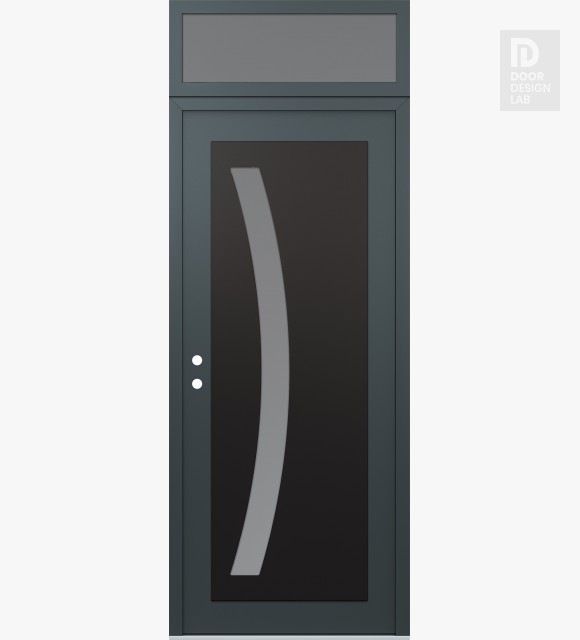 Modern Steel Front Door Diamond C4 36" x 96" anthracite/anthracite frosted Glass Panel black RHI with Transom frosted Glass