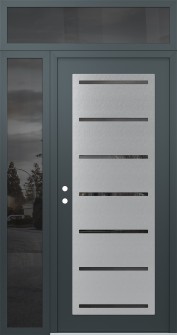 Diamond C11 48" x 96" anthracite/anthracite mirrored Glass Panel stainless steel RHI with Sidelite and Transom mirrored Glass