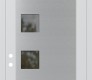 Modern Steel Front Door Diamond C5 36" x 96" white/white clear Glass Panel stainless steel RHI with Transom mirrored Glass