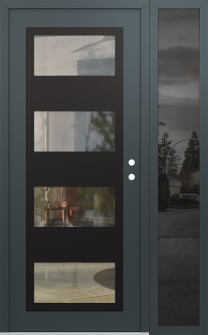 Diamond C2 52" x 80" anthracite/anthracite clear Glass Panel black LHI with Sidelite mirrored Glass