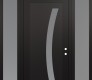Modern Steel Front Door Diamond C4 60" x 96" black/white frosted Glass Panel black LHI with 2 Sidelites and Transom frosted Glass