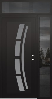 Diamond C12 52" x 96" black/white frosted Glass Panel black LHI with Sidelite and Transom mirrored Glass