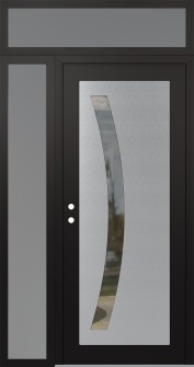 Diamond C4 48" x 96" black/black clear Glass Panel stainless steel RHI with Sidelite and Transom frosted Glass