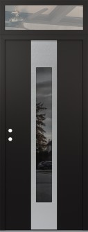 DIAMOND A1 36" X 96" BLACK/BLACK MIRRORED GLASS PANEL STAINLESS STEEL RHI WITH TRANSOM CLEAR GLASS
