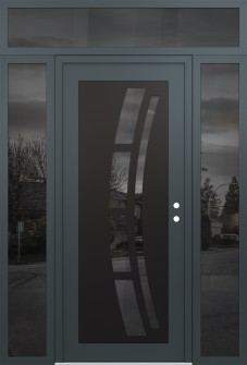 Diamond C12 68" x 96" anthracite/anthracite mirrored Glass Panel black LHI with 2 Sidelites and Transom mirrored Glass