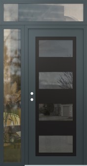 Diamond C2 50" x 96" anthracite/anthracite mirrored Glass Panel black RHI with Sidelite and Transom clear Glass