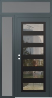 Diamond C9 50" x 96" anthracite/anthracite clear Glass Panel black RHI with Sidelite and Transom frosted Glass