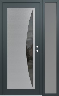 Diamond C13 52" x 80" anthracite/anthracite mirrored Glass Panel stainless steel LHI with Sidelite frosted Glass