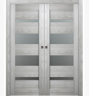 Avon 07-01 Vetro Ribeira Ash Double pocket doors
