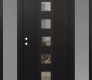 Modern Steel Front Door DIAMOND A13 64" X 80" BLACK/BLACK CLEAR GLASS PANEL BLACK RHI WITH 2 SIDELITES FROSTED GLASS