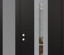 Modern Steel Front Door DIAMOND A3 52" X 96" BLACK/BLACK CLEAR GLASS PANEL STAINLESS STEEL RHI WITH SIDELITE AND TRANSOM FROSTED GLASS