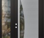 Modern Steel Front Door Diamond C13 48" x 96" black/black clear Glass Panel stainless steel RHI with Sidelite and Transom clear Glass