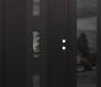 Modern Steel Front Door DIAMOND A7 50" X 80" BLACK/BLACK MIRRORED GLASS PANEL BLACK LHI WITH SIDELITE MIRRORED GLASS