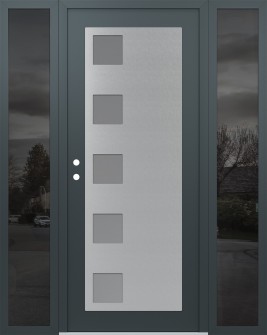 Diamond C5 68" x 80" anthracite/anthracite frosted Glass Panel stainless steel RHI with 2 Sidelites mirrored Glass