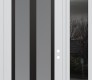 Modern Steel Front Door Diamond C14 52" x 96" white/white frosted Glass Panel black LHI with Sidelite and Transom mirrored Glass