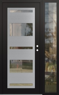 Diamond C10 52" x 80" black/black clear Glass Panel stainless steel LHI with Sidelite clear Glass
