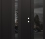 Modern Steel Front Door DIAMOND A4 52" X 80" BLACK/BLACK MIRRORED GLASS PANEL BLACK LHI WITH SIDELITE MIRRORED GLASS