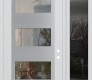 Modern Steel Front Door Diamond C2 48" x 96" white/white clear Glass Panel stainless steel LHI with Sidelite and Transom mirrored Glass