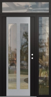 Diamond C14 52" x 96" black/black clear Glass Panel stainless steel LHI with Sidelite and Transom clear Glass