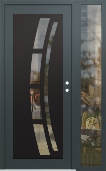 Diamond C12 48" x 80" anthracite/anthracite clear Glass Panel black LHI with Sidelite clear Glass