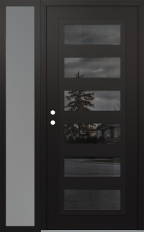 Diamond C9 52" x 80" black/black mirrored Glass Panel black RHI with Sidelite frosted Glass