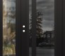 Modern Steel Front Door Diamond C15 50" x 80" black/black mirrored Glass Panel black RHI with Sidelite clear Glass