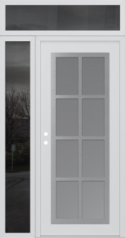 Diamond C16 48" x 96" white/white frosted Glass Panel stainless steel RHI with Sidelite and Transom mirrored Glass