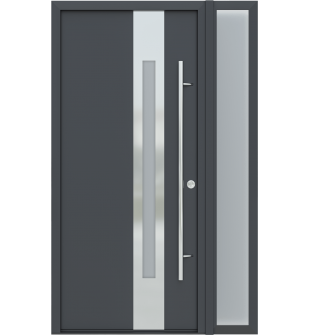 MODERN FRONT STEEL DOOR ZEPHYR ANTRACIT/WHITE 49 1/4" X 81 11/16" LHI + SIDELITE RIGHT