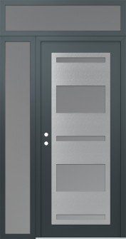 Diamond C10 50" x 96" anthracite/anthracite frosted Glass Panel stainless steel RHI with Sidelite and Transom frosted Glass