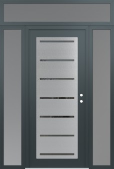 Diamond C11 64" x 96" anthracite/anthracite mirrored Glass Panel stainless steel LHI with 2 Sidelites and Transom frosted Glass