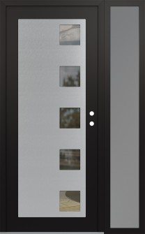 Diamond C5 50" x 80" black/black clear Glass Panel stainless steel LHI with Sidelite frosted Glass