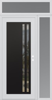 Diamond C6 48" x 96" white/white clear Glass Panel black LHI with Sidelite and Transom frosted Glass