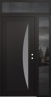 Diamond C13 52" x 96" black/white frosted Glass Panel black LHI with Sidelite and Transom mirrored Glass