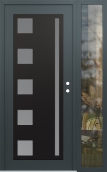 Diamond C3 50" x 80" anthracite/anthracite frosted Glass Panel black LHI with Sidelite clear Glass