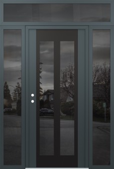 Diamond C14 60" x 96" anthracite/anthracite mirrored Glass Panel black RHI with 2 Sidelites and Transom mirrored Glass