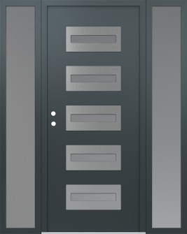 Diamond D4 60" x 80" anthracite/anthracite frosted Glass Panel stainless steel RHI with 2 Sidelites frosted Glass