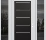 Modern Steel Front Door Diamond C11 60" x 96" white/white frosted Glass Panel black LHI with 2 Sidelites and Transom mirrored Glass