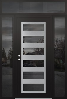 Diamond C9 68" x 96" black/black mirrored Glass Panel stainless steel RHI with 2 Sidelites and Transom mirrored Glass